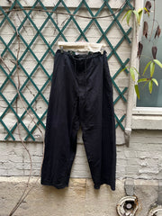 (New Arrival) YOHJI YAMAMOTO BLACK SCANDAL - Large cotton pants with drawstrings