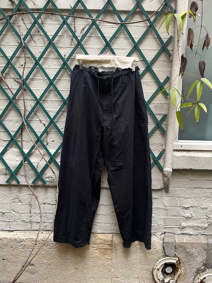 (New Arrival) YOHJI YAMAMOTO BLACK SCANDAL - Large cotton pants with drawstrings