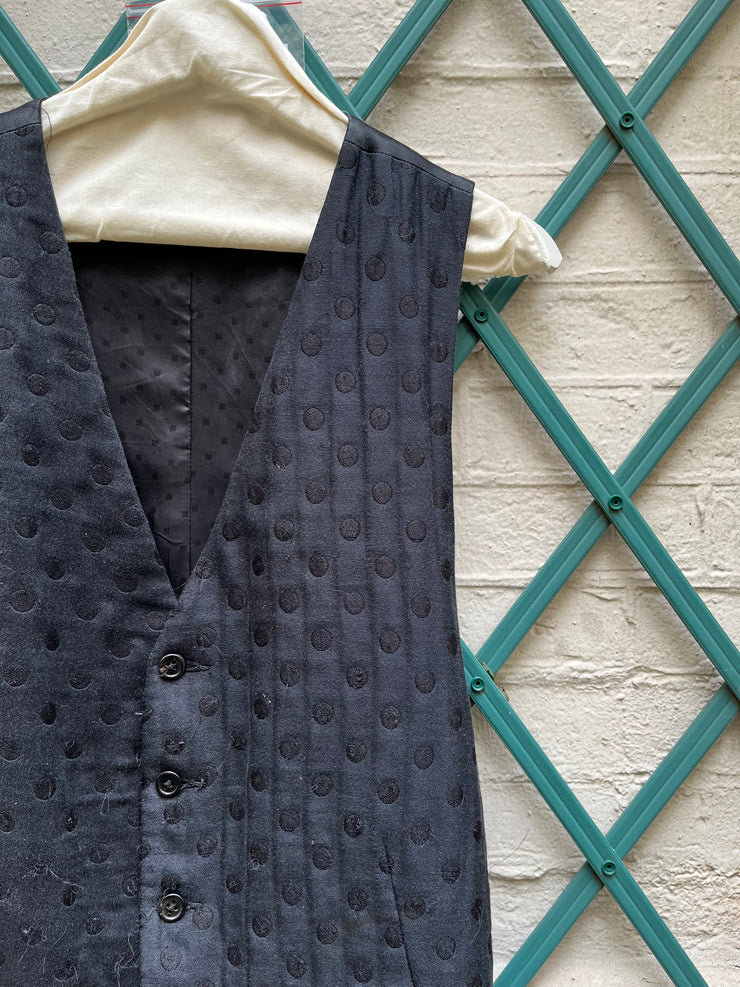 (New Arrival) ANN DEMEULEMEESTER - FW07 Silk and cotton vest with textured dot pattern