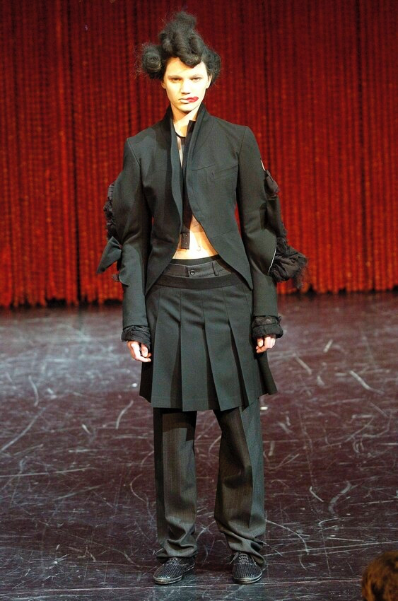 (New Arrival) COMME DES GARÇONS - FW04 Cotton + nylon skirt pants with ribbon detail