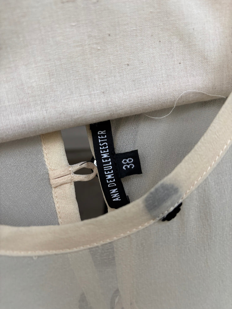 (New Arrival) ANN DEMEULEMEESTER - Embroidered silk draped top