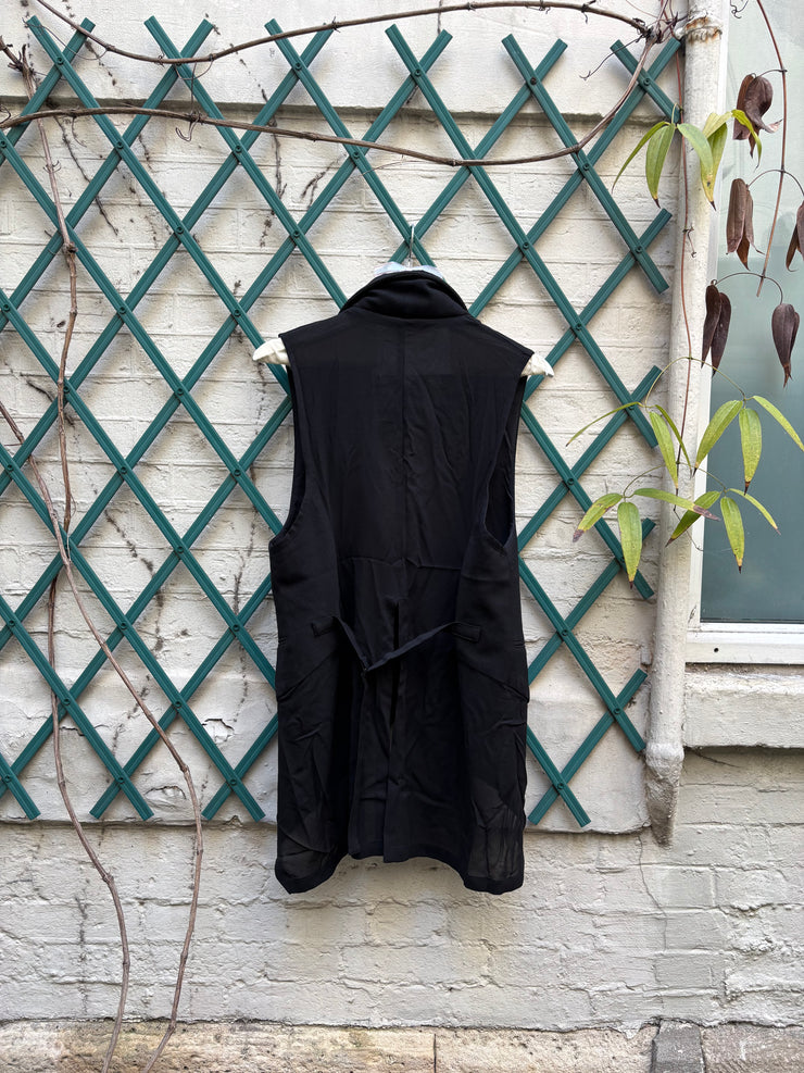 (New Arrival) ANN DEMEULEMEESTER - Fleece wool vest with padded collar and silk back