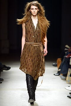 ANN DEMEULEMEESTER - FW02 Silk vest with embroidered sequins and long leather waist straps (runway)