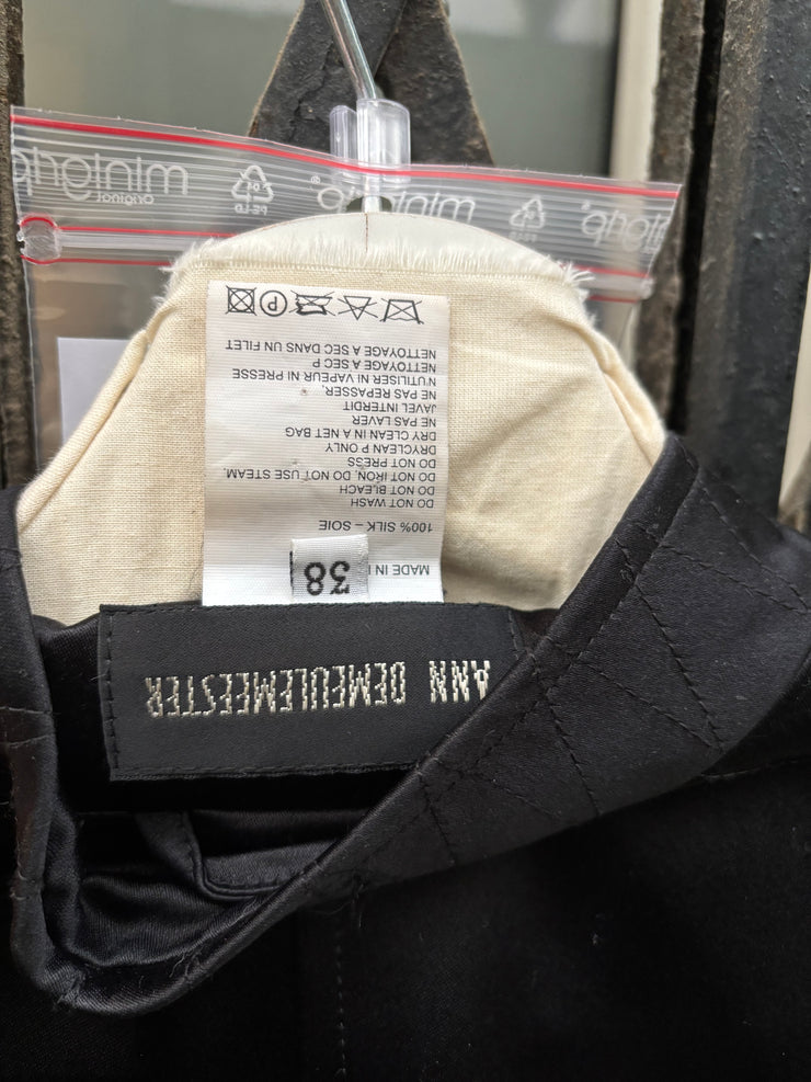 (New Arrival) ANN DEMEULEMEESTER - SS02 Silk officer jacket with decorated metal buttons (runway)