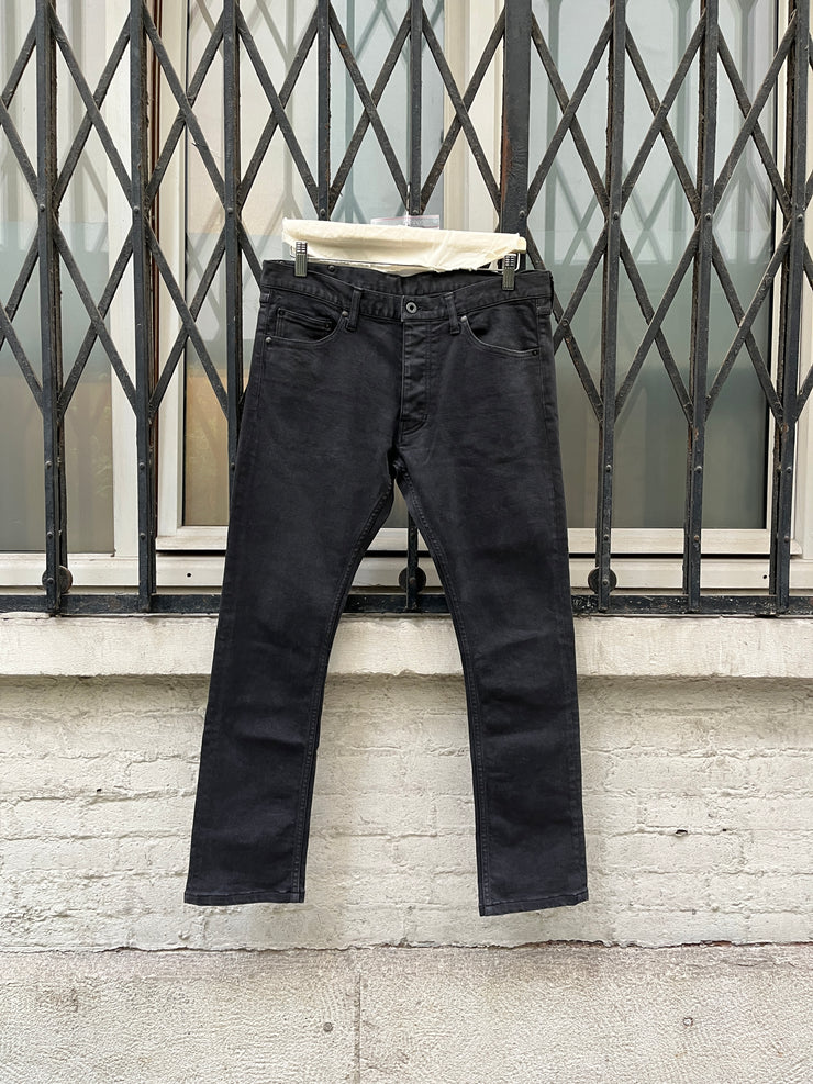 (New Arrival) ISAMU KATAYAMA BACKLASH - Shell cotton slim jeans with lizard leather tag