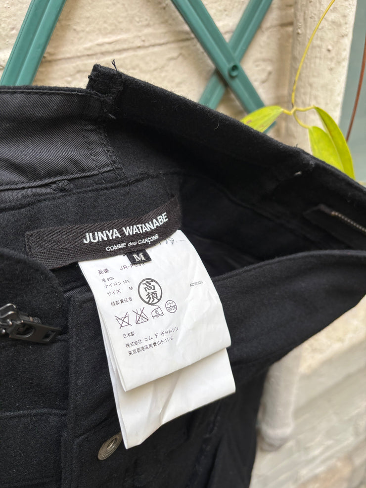 (New Arrival) JUNYA WATANABE - FW06 Reworked patchwork wool pants with leg straps and waist zipper (runway)