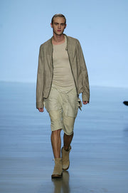 RICK OWENS - SS04 « CITROËN » Kangaroo leather jacket with chest paneling (runway)