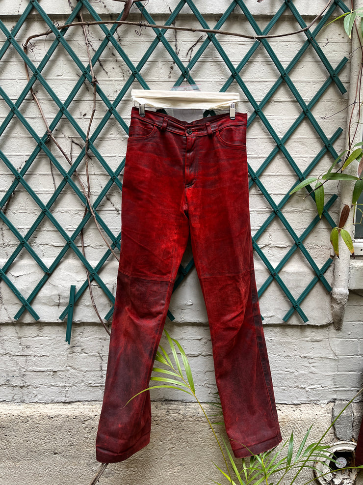 (Pre Sale) ANN DEMEULEMEESTER - FW01 Red painted leather pants