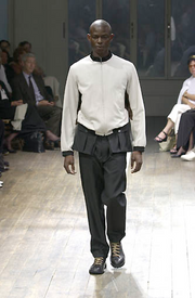 (New Arrival) YOHJI YAMAMOTO POUR HOMME - SS01 Nylon + ramie wide pants with waist pockets (runway)