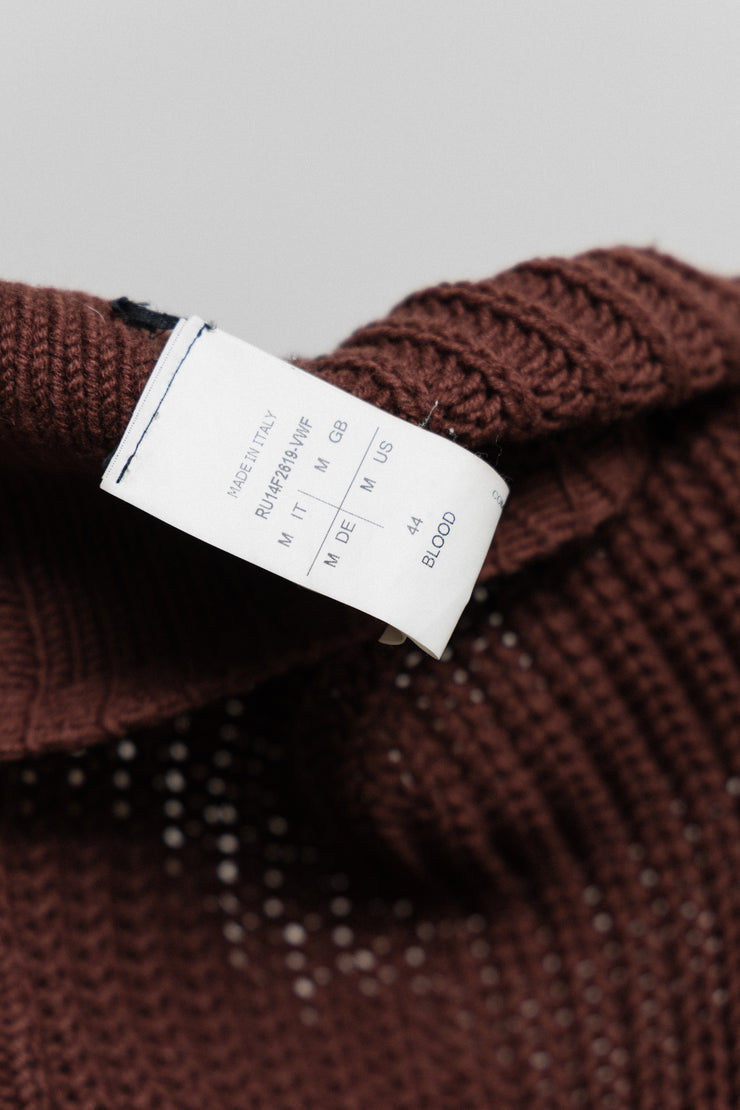 RICK OWENS - FW14 "MOODY" Virgin wool thick knitted hooded sweater