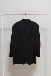 YOHJI YAMAMOTO POUR HOMME - SS06 Gabardine wool jacket with mirror buttons and zipper cutouts