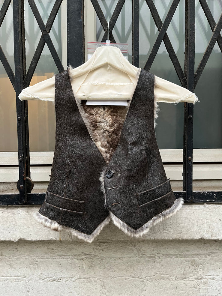 (New Arrival) L.G.B - Rabbit fur and leather reversible vest