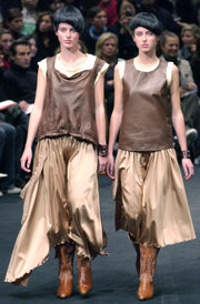 UNDERCOVER - SS04 "Languid" Silky pleated skirt with side waist pocket (runway)