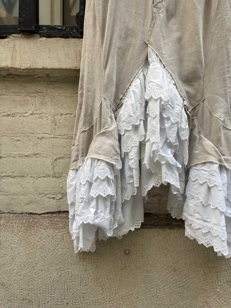 (New Arrival) JUNYA WATANABE - SS09 Linen siren skirt with layered lace details