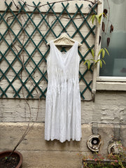 (New Arrival) YOHJI YAMAMOTO -  SS10 Long cotton dress with pleated details and pockets
