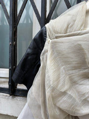 (New Arrival) RICK OWENS - SS11 « Anthem » Cropped jacket with lamb leather sleeves and crumpled silk top layer (runway)