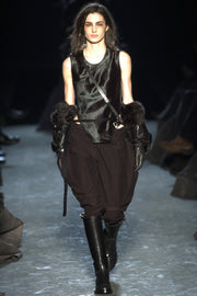 ANN DEMEULEMEESTER - FW04 Fleece wool pants with big buttoned pockets and leg straps (runway)