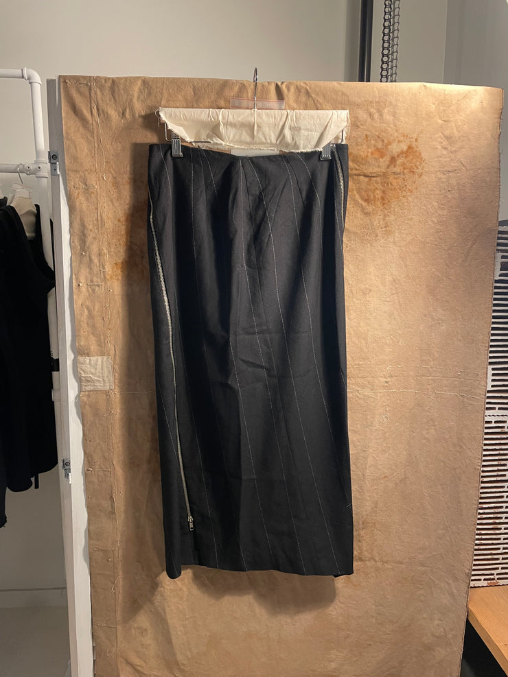 (Pre Sale) ANN DEMEULEMEESTER - FW96 Striped wool skirt with zipper details