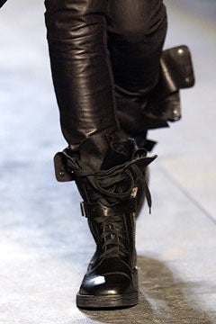 ANN DEMEULEMEESTER - FW03 Signature lace up leather boots (runway