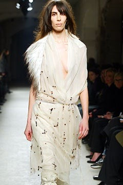 ANN DEMEULEMEESTER BLANCHE - FW02 Reedition silk vest with cross sequins