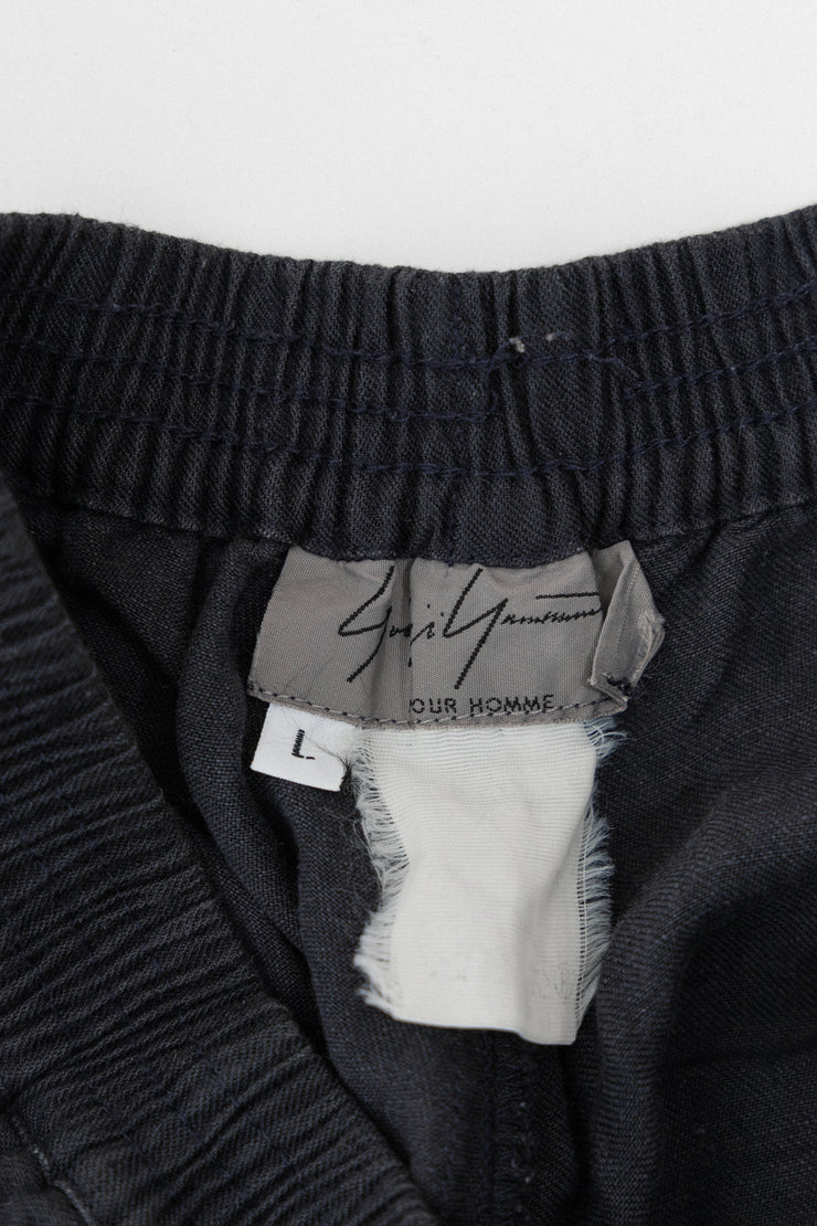 YOHJI YAMAMOTO POUR HOMME - Wide cotton/linen pants with an elastic waist (90&