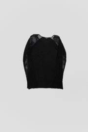 ANN DEMEULEMEESTER - Cotton/cashmere blend sweater with net sleeves