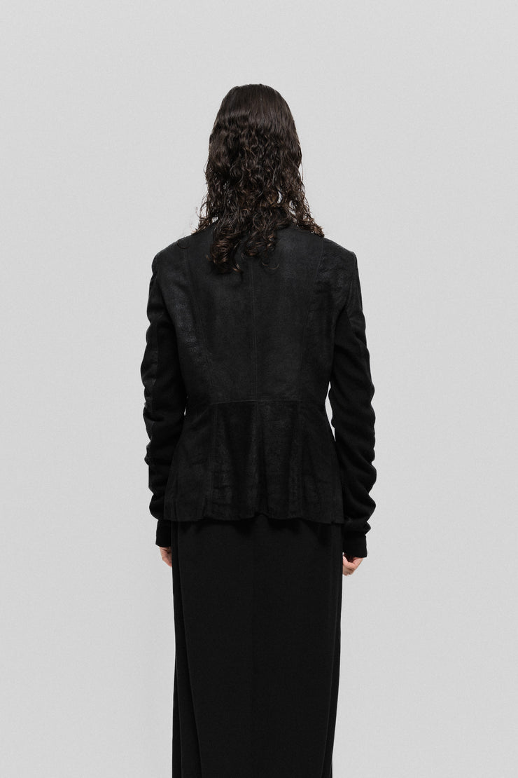 RICK OWENS - Blistered lamb leather jacket with a side button up closure (early 00&