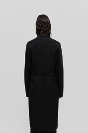 OLIVIER THEYSKENS - FW01 Wool and silk long coat with signature waist detail (runway)
