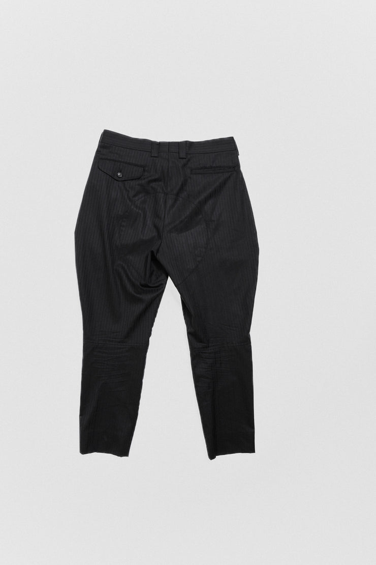 COMME DES GARCONS HOMME PLUS - FW19 "Finding beauty in the dark" Tapered wool pants with pinstripe