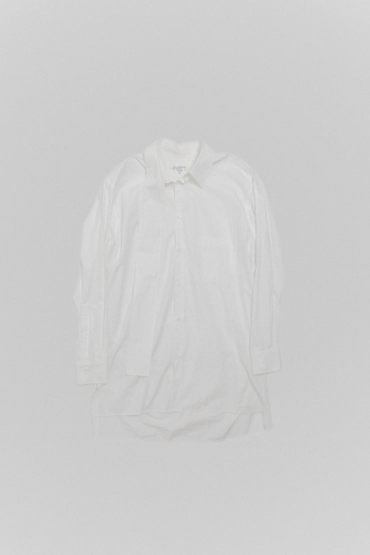YOHJI YAMAMOTO POUR HOMME - FW19 Long cotton shirt with a scarf collar