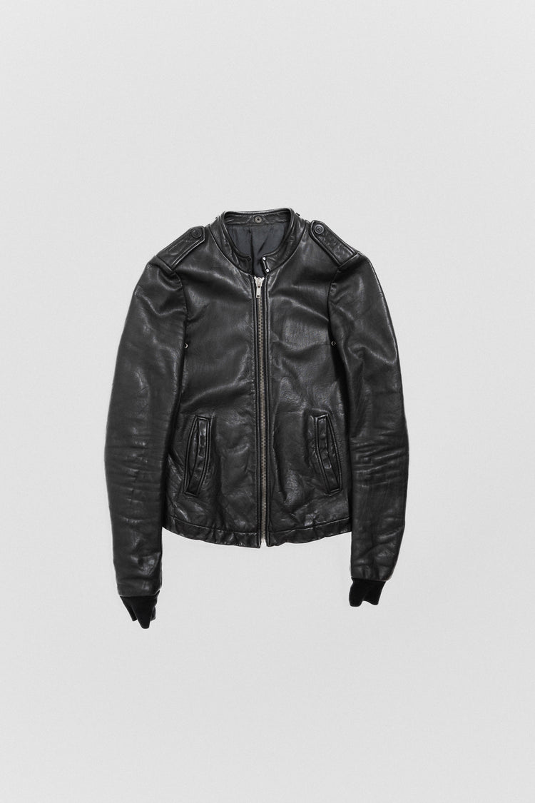 RICK OWENS - 2009 Calf leather jacket with sleeve and shoulder