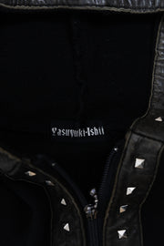 YASUYUKI ISHII - "Dexter Sinister" Studded hoodie with leather patches