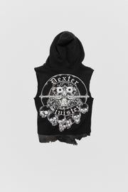 YASUYUKI ISHII - "Dexter Sinister" Studded hoodie with leather patches