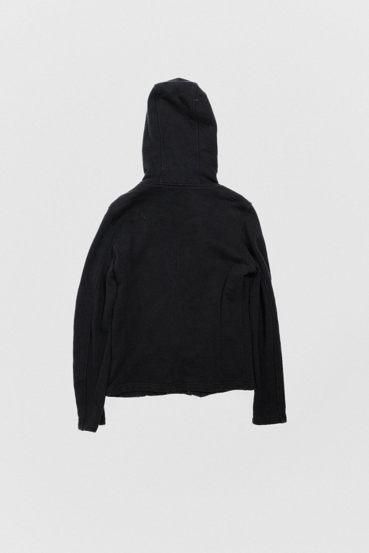 ISAMU KATAYAMA BACKLASH - Double zipper cotton hoodie with leather parts