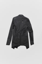 BORIS BIDJAN SABERI - SS13 Waxed jacket with cotton draping and thumb holes (runway)