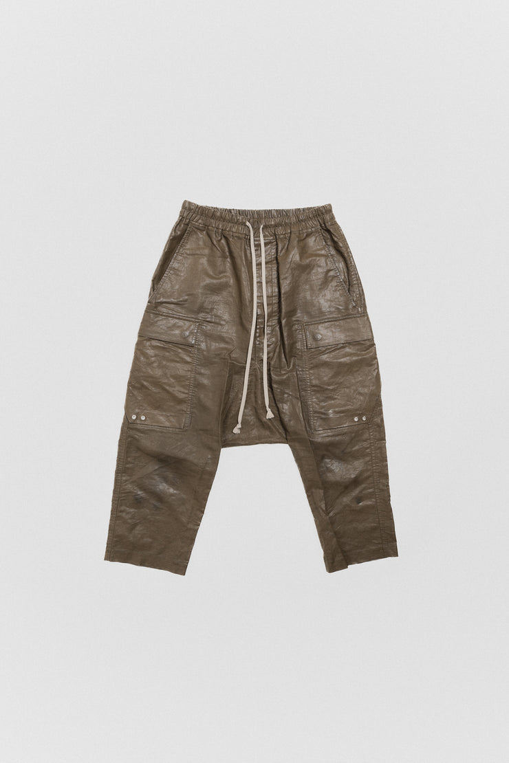 RICK OWENS - SS19 "BABEL" Mustard waxed linen cargo pants