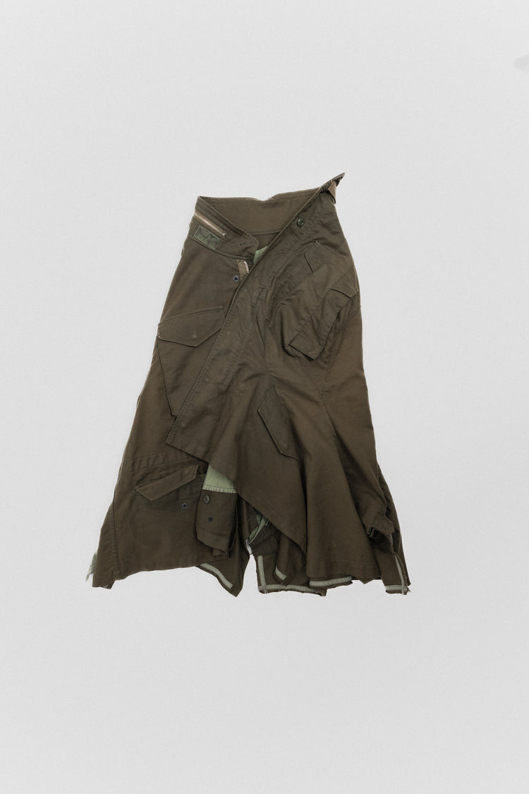 JUNYA WATANABE - FW06 Military cotton draped skirt with zippers