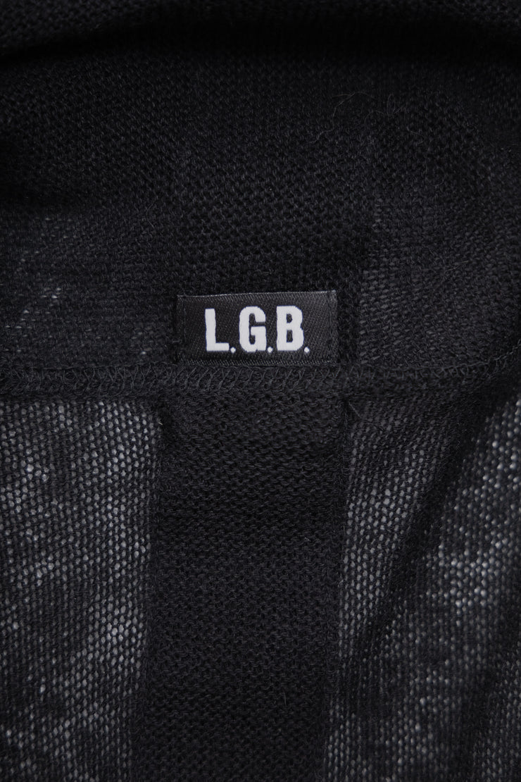 L.G.B - Hooded cardigan with faux leather sleeves and back detail