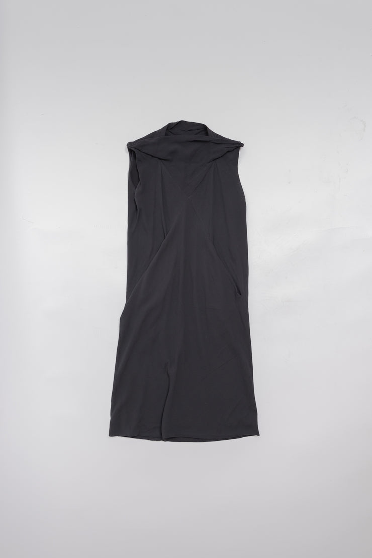 RICK OWENS - SS08 "CREATCH" Silk heap collar dress with pockets