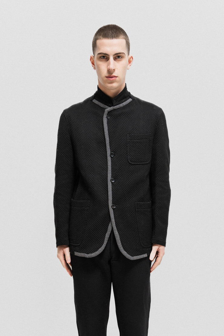 COMME DES GARCONS HOMME PLUS - SS02 "Destruction of trad" 4B embossed cotton jacket with patterned piping