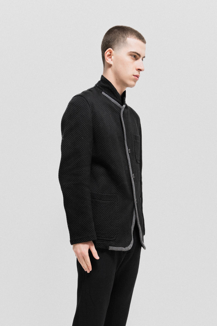 COMME DES GARCONS HOMME PLUS - SS02 "Destruction of trad" 4B embossed cotton jacket with patterned piping