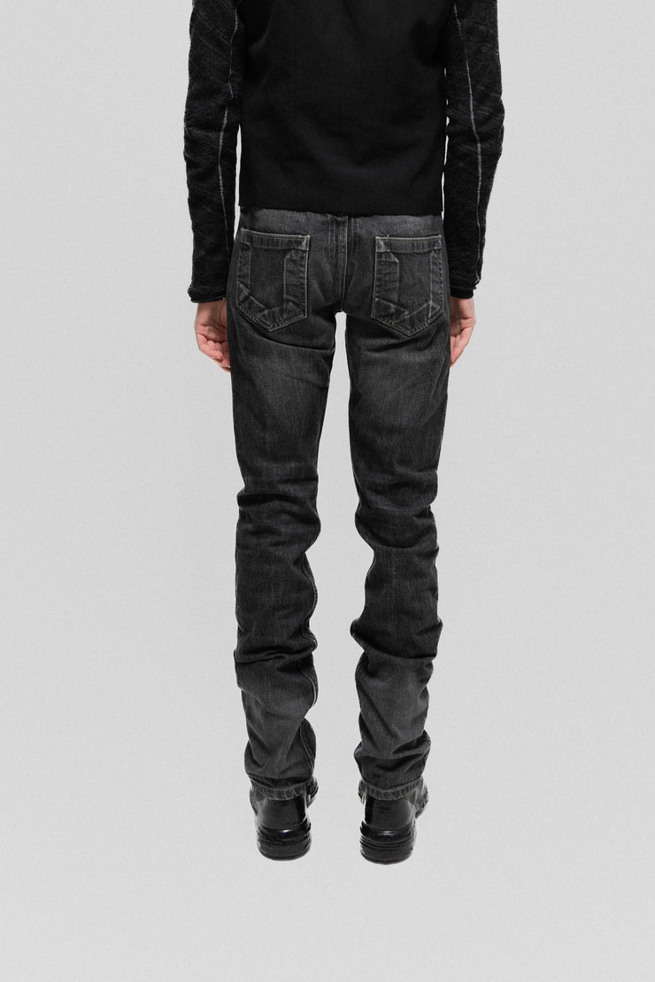 RICK OWENS - 2014 Washed grey black Detroit cut denim