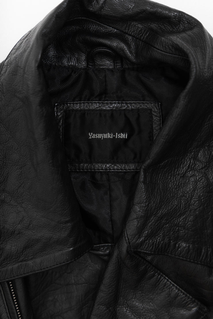 YASUYUKI ISHII - Sleeveless biker leather jacket with zipper details and side lacings