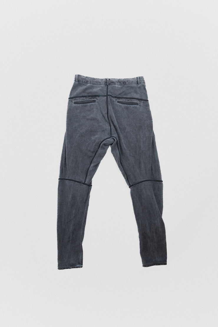 ISAAC SELLAM - Washed cotton pants with leather details (early 00&