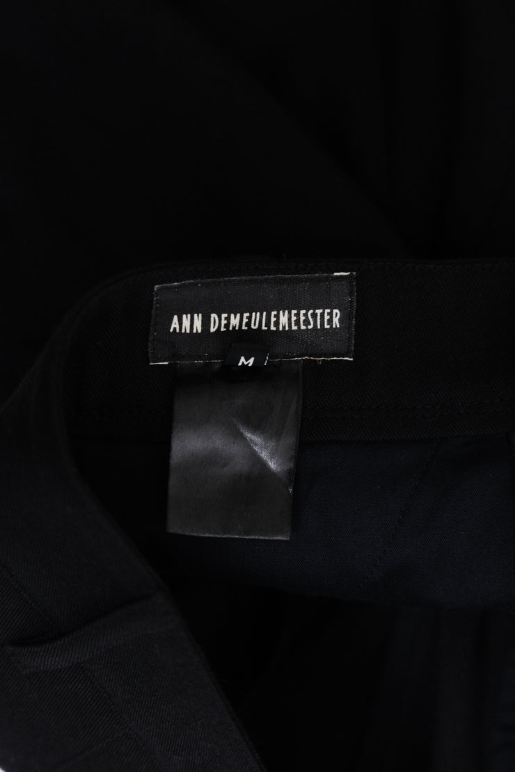 ANN DEMEULEMEESTER - Wide wool pants with hem buttoning