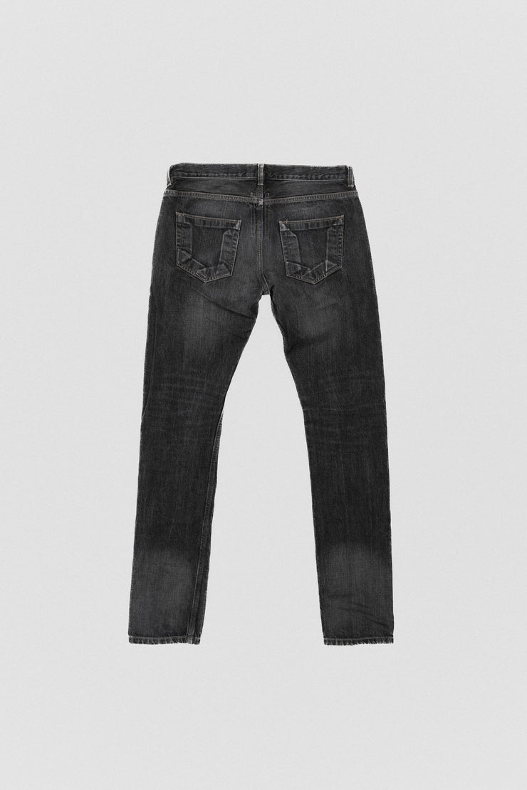 RICK OWENS - 2014 Washed grey black Detroit cut denim