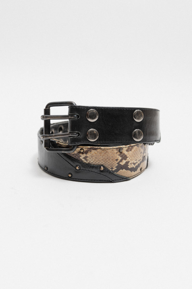 KMRII - Python leather studded double belt