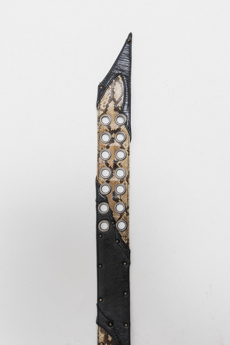 KMRII - Python leather studded double belt – L'OBSCUR