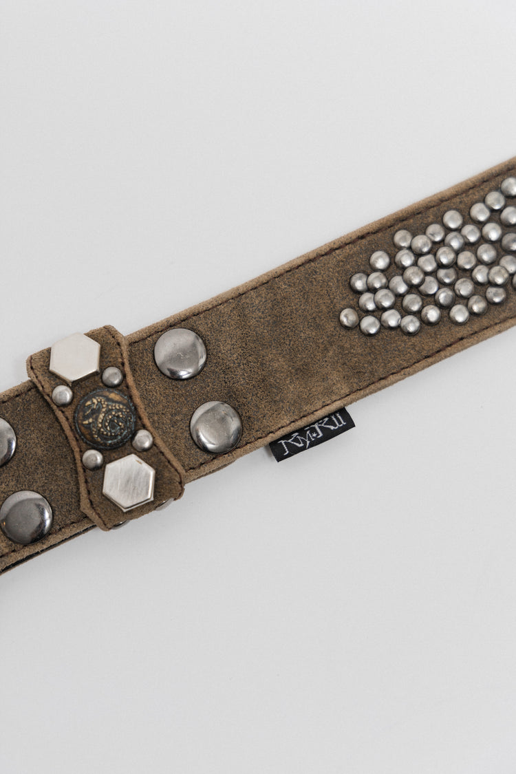 Kmrii Studs Design Leather Belt Black 30