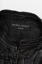 SHARE SPIRIT - Sheep skin leather coat with zipper and pocket details